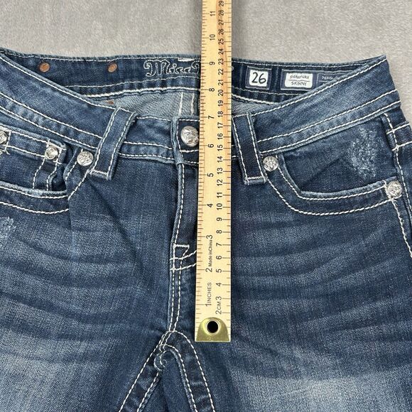 Miss Me Jeans Womens 26 Low Rise Signature Skinny Medium Wash 28x30 EUC - Picture 13 of 14